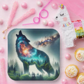 Fantasy Niedlich Wolf Forest Space Pappteller (Party)