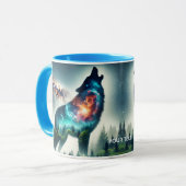 Fantasy Niedlich Wolf Forest Space Tasse (Vorderseite Links)