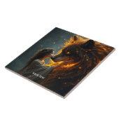 Fantasy Niedlich Wolf Girl Fire Fliese (Seite)