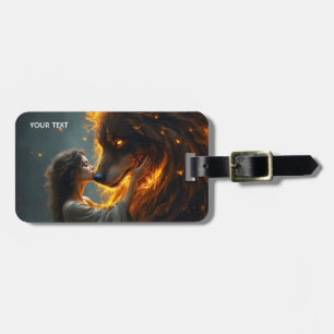 Fantasy Niedlich Wolf Girl Fire Gepäckanhänger