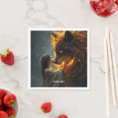 Fantasy Niedlich Wolf Girl Fire Serviette (Beispiel)