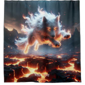 Fantasy Niedlich Wolf Lava Fire Duschvorhang (Vorderseite)