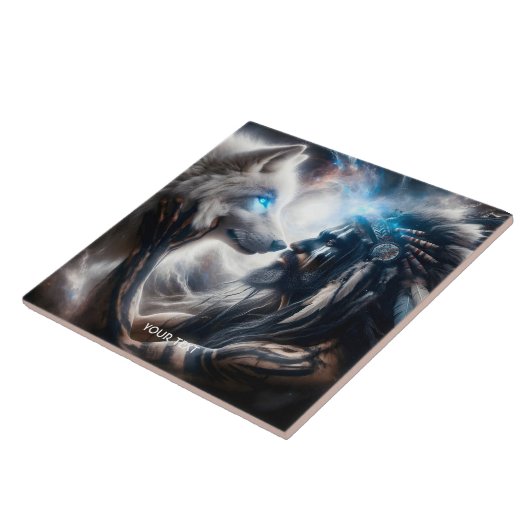 Fantasy Niedlich Wolf Tribal Man Fliese (Seite)