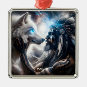 Fantasy Niedlich Wolf Tribal Man Ornament Aus Metall