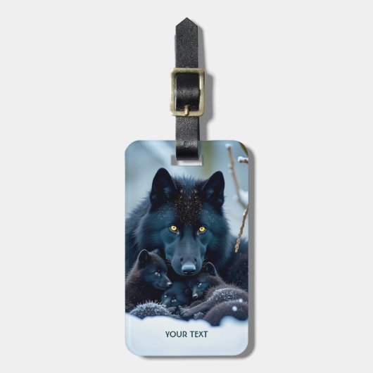 Fantasy Niedlich Wolf Two Pups Gepäckanhänger (Vorderseite vertikal)
