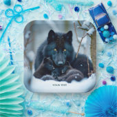 Fantasy Niedlich Wolf Two Pups Pappteller (Party)