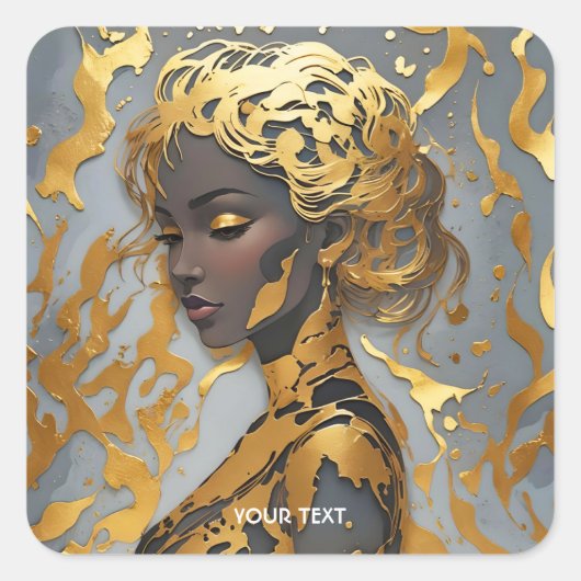 Fantasy Niedlich Woman Silhouette Foil Quadratischer Aufkleber (Vorderseite)