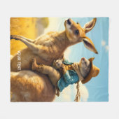 Fantasy Niedlich Wombat Kangaroo Koala Fleecedecke (Vorderseite (Horizontal))