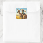 Fantasy Niedlich Wombat Kangaroo Koala Quadratischer Aufkleber (Tasche)