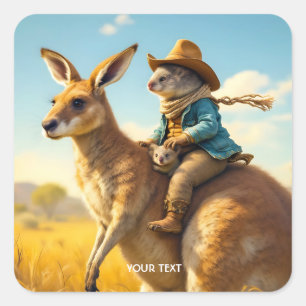Fantasy Niedlich Wombat Kangaroo Koala Quadratischer Aufkleber