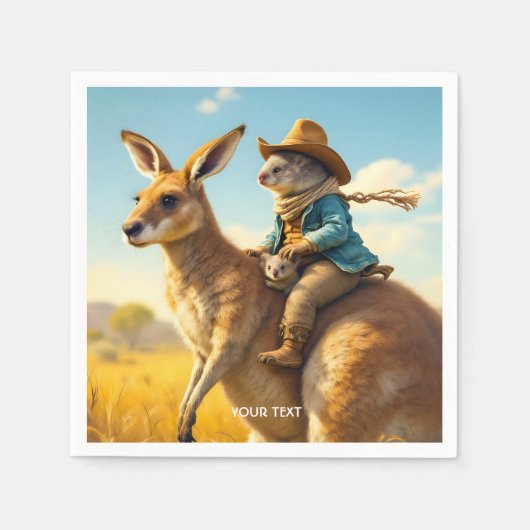 Fantasy Niedlich Wombat Kangaroo Koala Serviette (Vorderseite)