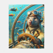 Fantasy Niedlich Wombat Pilot unter Wasser Fleecedecke (Vorderseite)