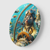 Fantasy Niedlich Wombat Pilot unter Wasser Große Wanduhr (Winkel)