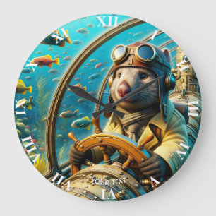 Fantasy Niedlich Wombat Pilot unter Wasser Große Wanduhr