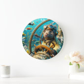Fantasy Niedlich Wombat Pilot unter Wasser Große Wanduhr (Zuhause)