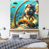 Fantasy Niedlich Wombat Pilot unter Wasser Leinwanddruck (Insitu (Schlafzimmer))