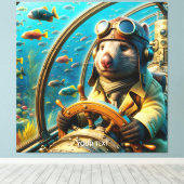 Fantasy Niedlich Wombat Pilot unter Wasser Leinwanddruck (Insitu (Holzboden))