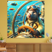 Fantasy Niedlich Wombat Pilot unter Wasser Leinwanddruck (Insitu (Wohnzimmer))