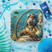 Fantasy Niedlich Wombat Pilot unter Wasser Pappteller (Party)
