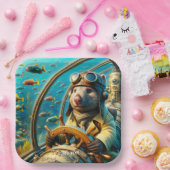 Fantasy Niedlich Wombat Pilot unter Wasser Pappteller (Party)