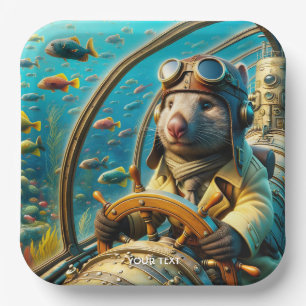 Fantasy Niedlich Wombat Pilot unter Wasser Pappteller