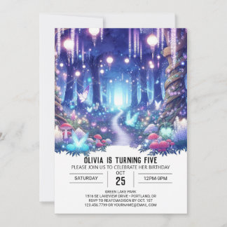 Fantasy Niedlich Woodland Digital Geburtstag Einladung