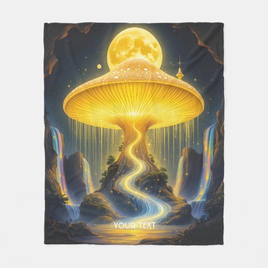Fantasy Niedlich Yellow Ancient Mushroom Fleecedecke (Vorderseite)