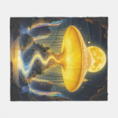 Fantasy Niedlich Yellow Ancient Mushroom Fleecedecke (Vorderseite (Horizontal))