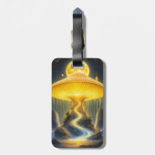 Fantasy Niedlich Yellow Ancient Mushroom Gepäckanhänger (Rückseite vertikal)