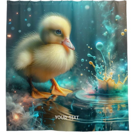 Fantasy Niedlich Yellow Duck Cub Duschvorhang (Vorderseite)