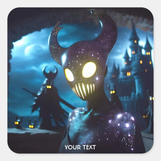 Fantasy Niedlich Yellow Eyes Mask Quadratischer Aufkleber (Vorderseite)