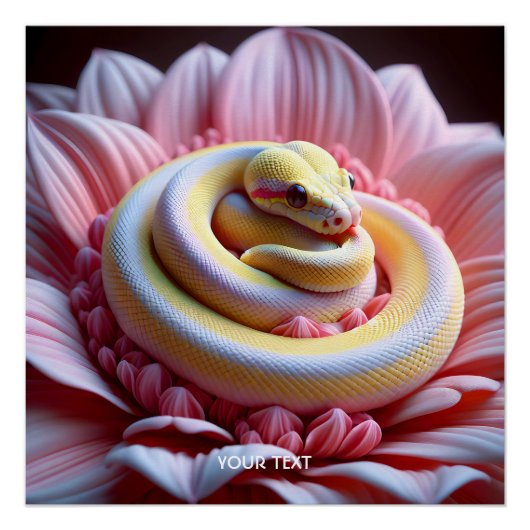 Fantasy Niedlich Yellow Snake Blume Poster (Vorderseite)
