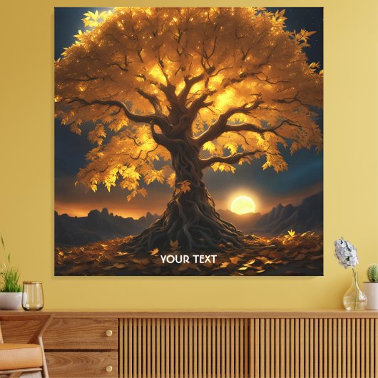 Fantasy Niedlich Yellow Tree Moon Leinwanddruck (Insitu (Wohnzimmer))