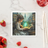 Fantasy Niedlich Young Girl Reading Serviette (Beispiel)