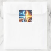 Fantasy Niedlich Zipper Night Day Quadratischer Aufkleber (Tasche)