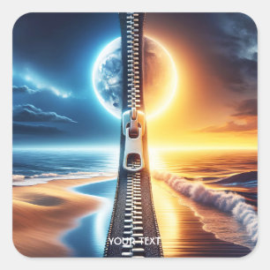 Fantasy Niedlich Zipper Night Day Quadratischer Aufkleber