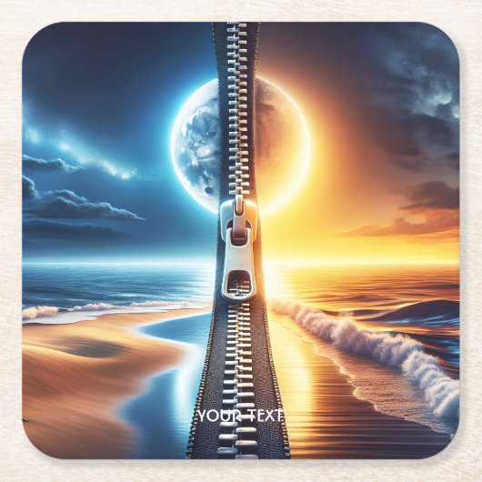 Fantasy Niedlich Zipper Night Day Rechteckiger Pappuntersetzer (Vorderseite)
