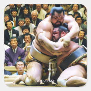 Fantasy Niedlich zwei Sumo Wrestlers Quadratischer Aufkleber