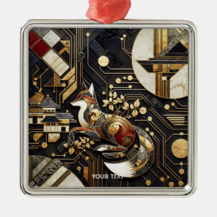 Fantasy Niedliche Abstrakt Fox Art Ornament Aus Metall