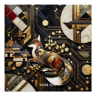 Fantasy Niedliche Abstrakt Fox Art Poster