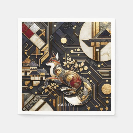 Fantasy Niedliche Abstrakt Fox Art Serviette (Vorderseite)