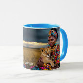 Fantasy Niedliche Afrikanerin Löwe Tasse (VorderseiteRechts)