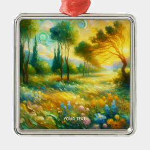 Fantasy Niedliche Bäume Abstrakte Landschaft Ornament Aus Metall