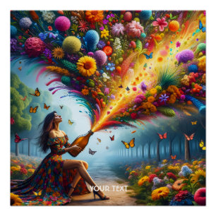 Fantasy Niedliche Blume Girl Flasche Poster