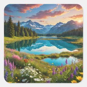 Fantasy Niedliche Blume Quadratischer Aufkleber