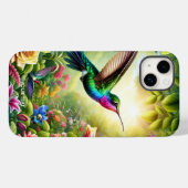 Fantasy Niedliche Blume Rainbow Hummingbird Case-Mate iPhone Hülle (Rückseite (Horizontal))