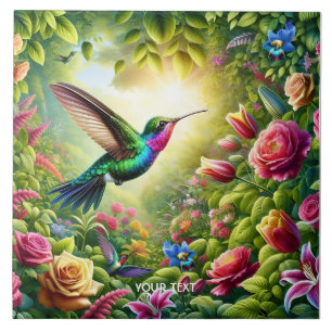 Fantasy Niedliche Blume Rainbow Hummingbird Fliese