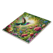 Fantasy Niedliche Blume Rainbow Hummingbird Fliese (Seite)