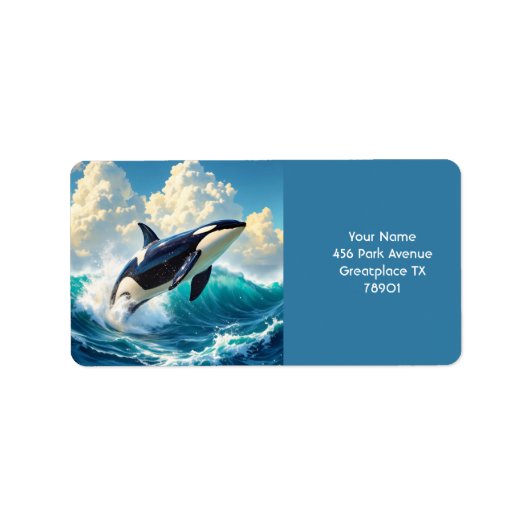 Fantasy Niedliche Dolphin Sea Clouds Adressaufkleber (Vorne)