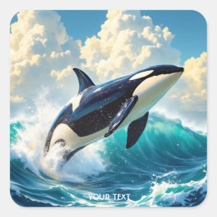 Fantasy Niedliche Dolphin Sea Clouds Quadratischer Aufkleber
